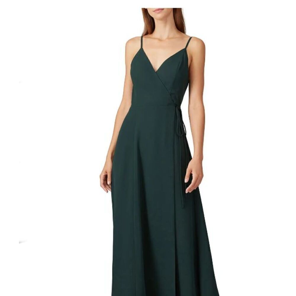 Fame & Partners Tilbury Dress‎ Forest Green Wrap Maxi Adjustable Straps Size 0